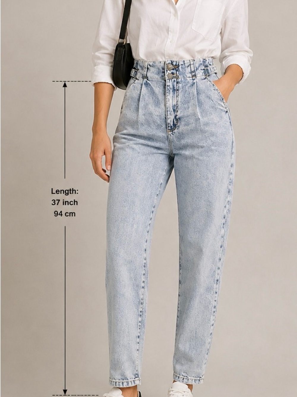 Garage Light Blue High-Rise Paperbag Jeans for Women